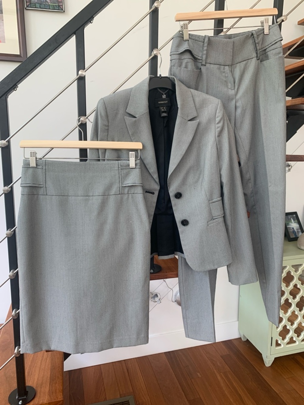 Mango Gray Tailored Three-Piece Suit - Blazer, Skirt & Trousers